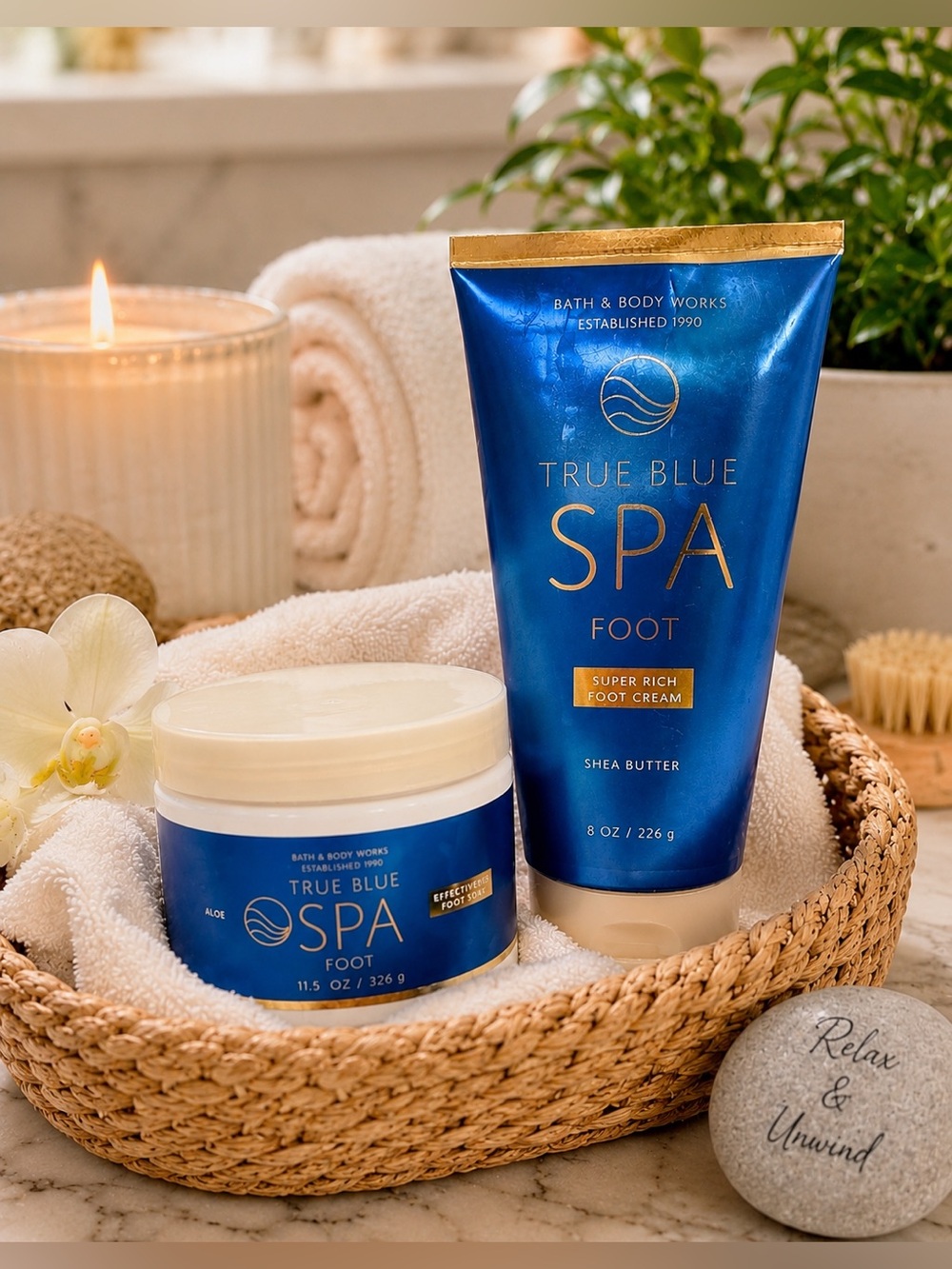 Bath & Body Works True Blue Spa Pedicure Bundle | Foot Soak & Cream | NIB